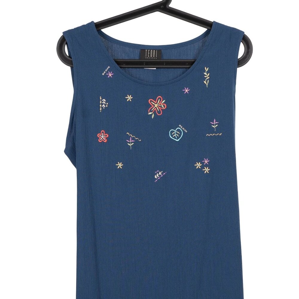 Teddi Sweater Dress Set 14 Blue Floral Knit Maxi Casual Grammacore Cottagecore - Picture 9 of 10